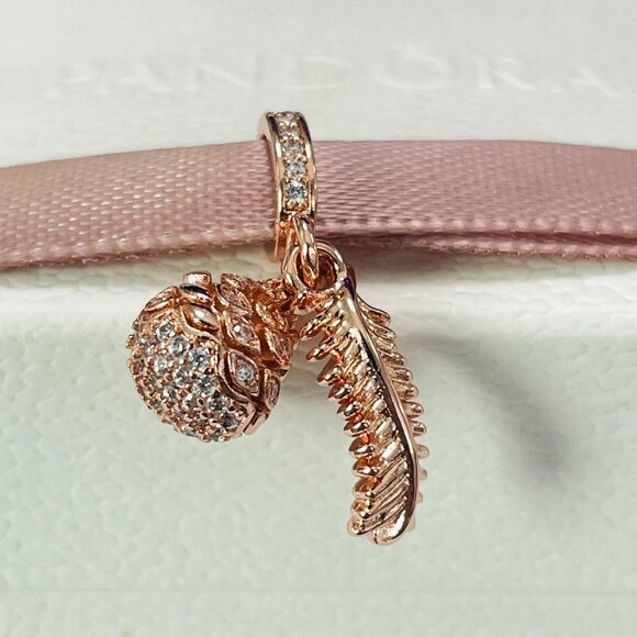 New Pandora Sparkling Pine Cone Dangle Charm Rose Gold-Plated - Picture 3 of 5